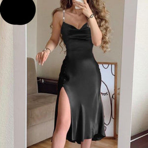 Slash Neck Sleeveless Dress